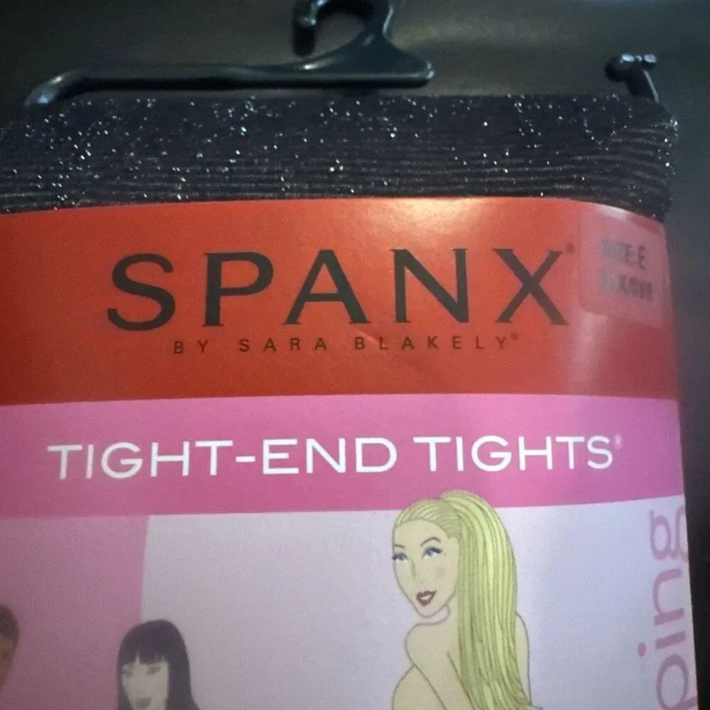 Spanx Black & Silver Metallic Luxe Body Shaping Tights Size E MSRP $32